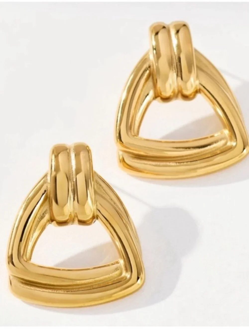 New! Anthropologie Gold Plated Triangle Earrings (2019) NWT